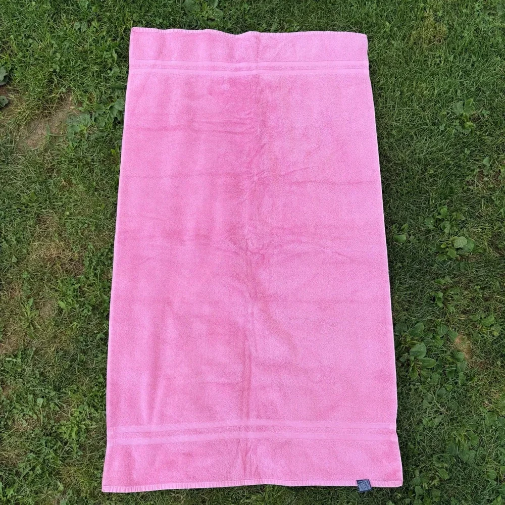 Ralph Lauren Bath Towel Large Pink 100% Cotton Made USA Solid Dobby Border VTG